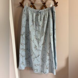 Vintage Blue Floral Midi Skirt